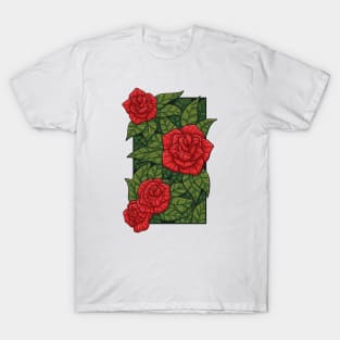 Vintage doodle illustration of Red Rose T-Shirt